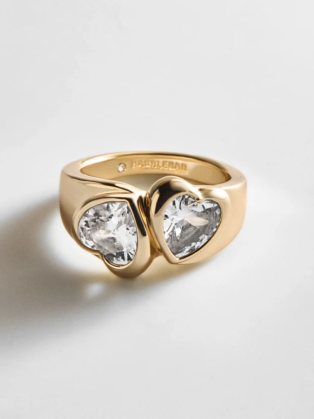 BaubleBar Two of Hearts Gold Ring - Gold/Pavé
