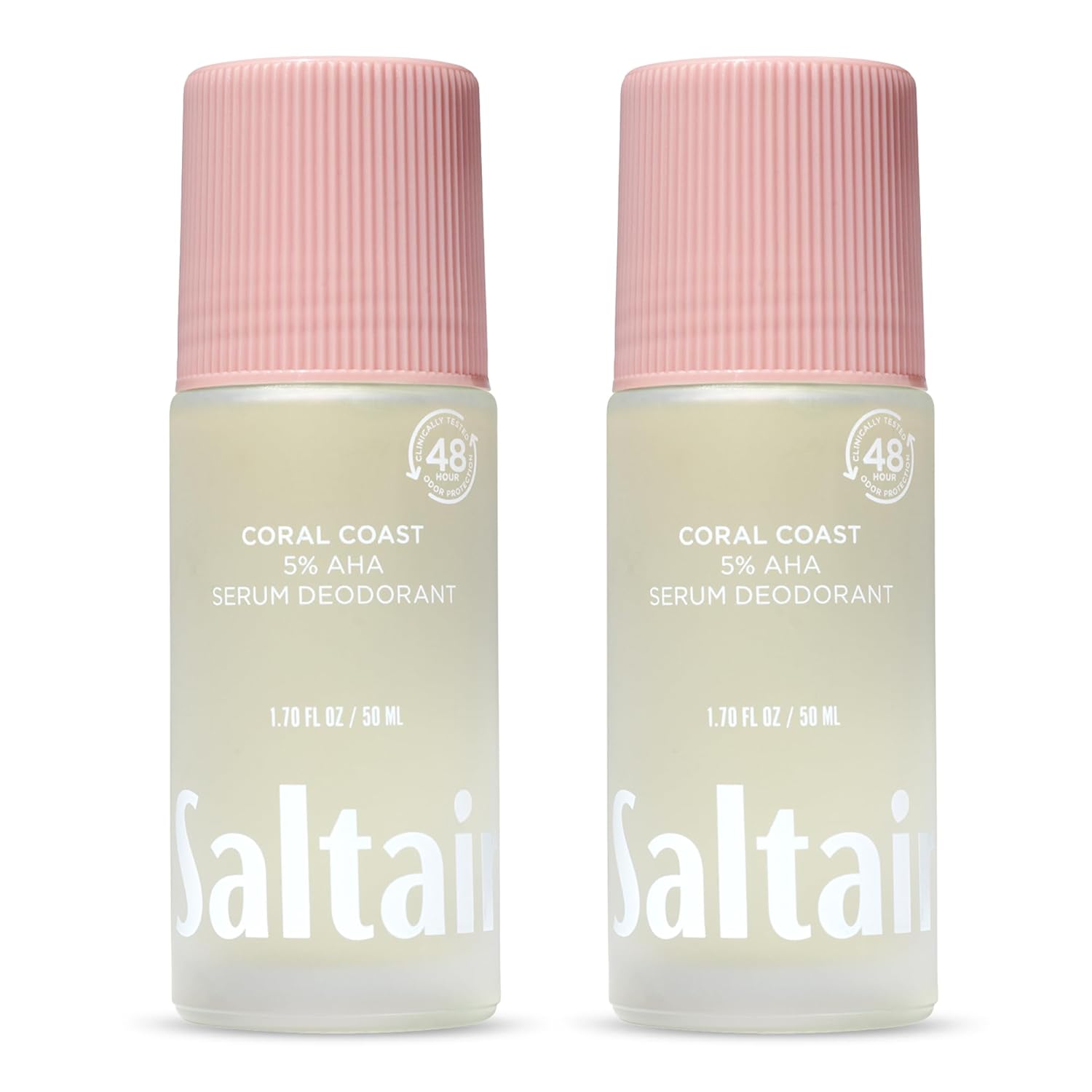 Saltair AHA roll on serum deodorant in coral coast