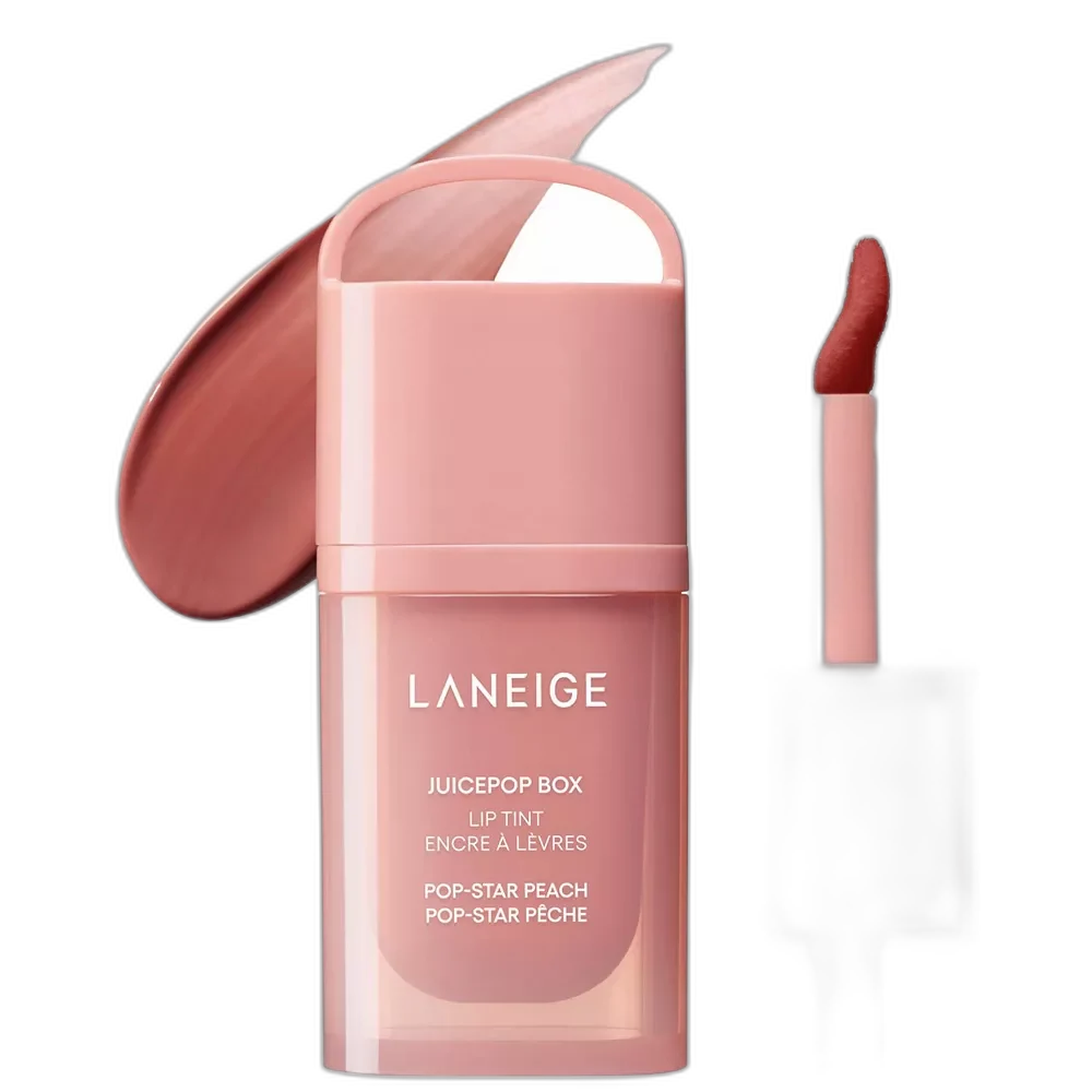 Laneige Juice Pop Box Lip Tint in Popstar Peach, Jazzy Jam, Mocha Remix