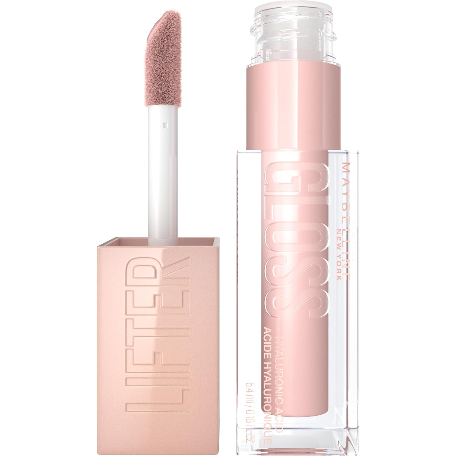 MAYBELLINE Lifter Gloss, Hydrating Lip Gloss with Hyaluronic Acid, Ice, Pink Neutral